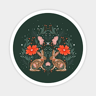 Woodland Whimsy: Rabbits and Wildflowers Magnet